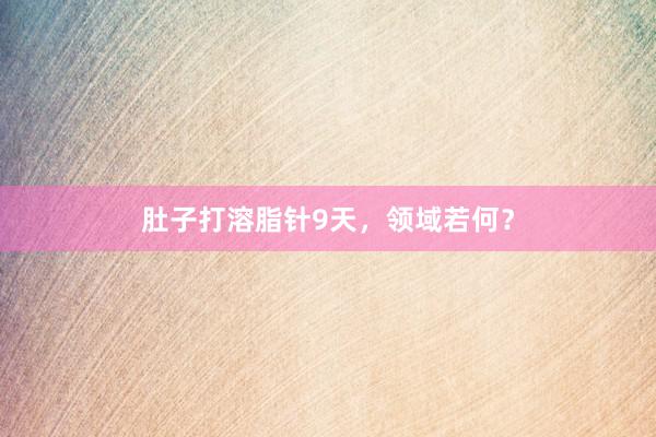 肚子打溶脂针9天，领域若何？